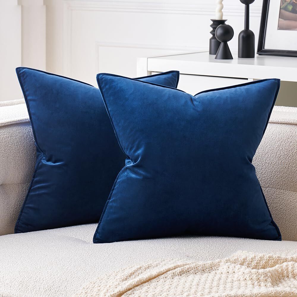 6575 Pack of 2 Navy Blue Decorative Velvet Throw Pillow Cover Soft